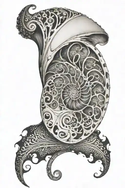 nautilus shell as part of a half sleeve tattoo design idea