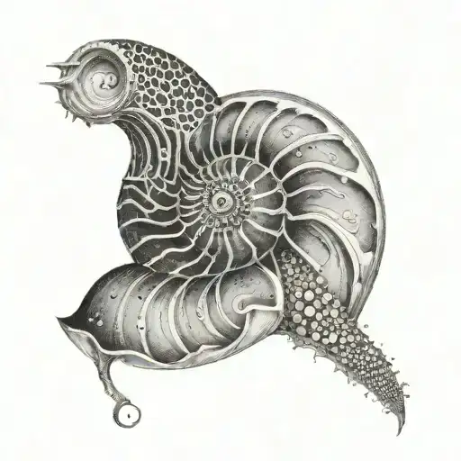 nautilus shell as part of a half sleeve tattoo design idea