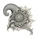 nautilus shell as part of a half sleeve tattoo design idea