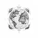 Flat Earth map with a cosmic twist tattoo design idea