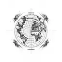 Flat Earth map with a cosmic twist tattoo design idea