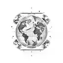 Flat Earth map with a cosmic twist tattoo design idea