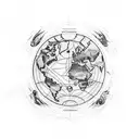 Flat Earth map with a cosmic twist tattoo design idea