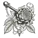 crystal scepter rose dahlia spider web vintage tattoo design idea