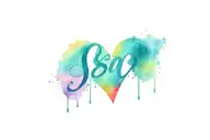minimalist tattoo with the initials S A N and a heart in different colors tattoo design idea