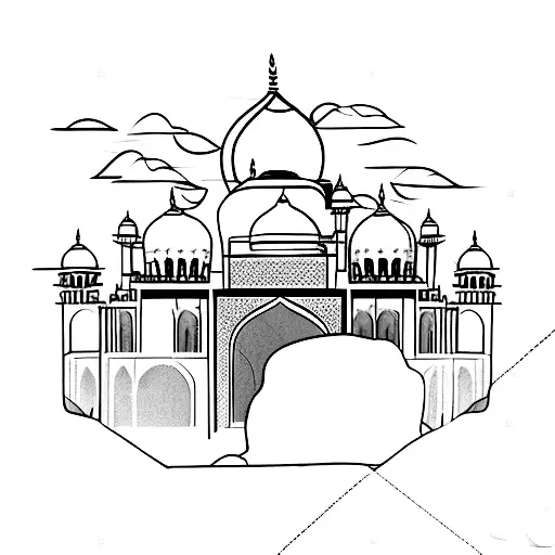 1 one camel with the Taj Mahal behind it tattoo design idea