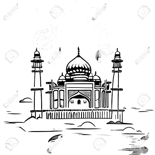 1 one camel with the Taj Mahal behind it tattoo design idea