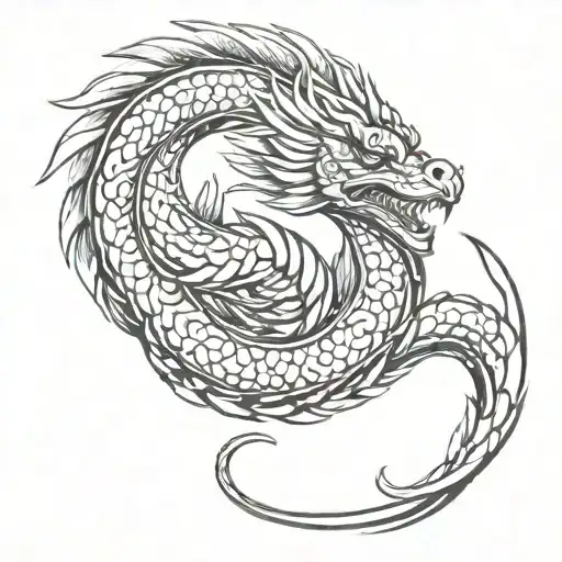 plumed serpent in the style of yakuza tattoos inspired, Quetzalcoatl god, plumed serpent tattoo design idea