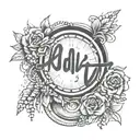 Name and heartbeat forearm tattoo with artwork around it tattoo design idea