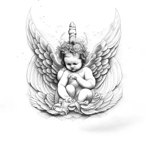 two renaissance baby angels tattoo design idea