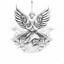 two renaissance angels tattoo design idea