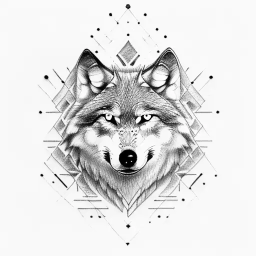 wolf and two crossed arrows tattoo design idea