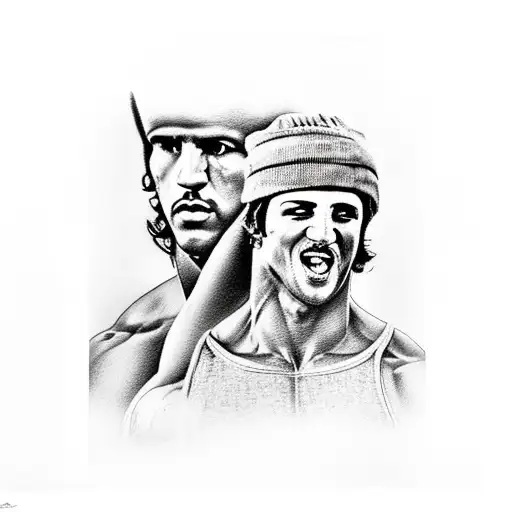 rocky balboa fight with de word life tattoo design idea