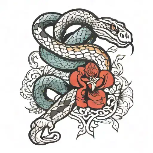 half sleeve tattoo featuring a snake wrapped around arm with Nordic symbols in the design tattoo design idea