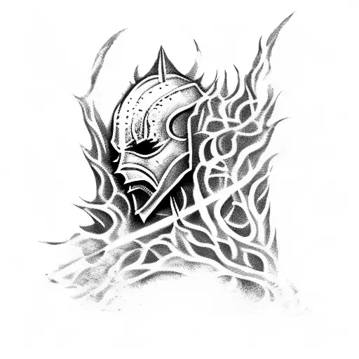 dark souls fire keeper tattoo black and white tattoo design idea
