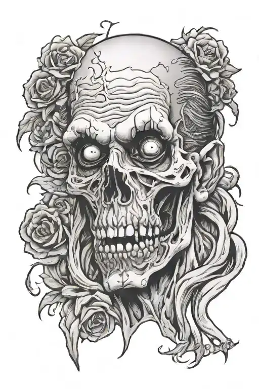 beautiful zombie tattoo design idea