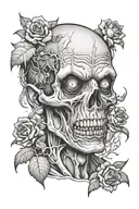 beautiful zombie tattoo design idea