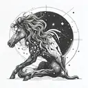 Celestial Flow: Starting from your knee, dotted constellations representing mythological figures like Orion, Pegasus, or tattoo design idea