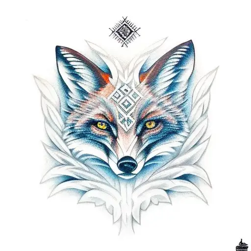 fox eagle cross tattoo design idea