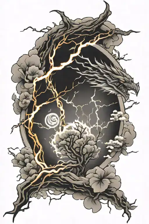 Japanese style tattoo with lightning  tattoo design idea