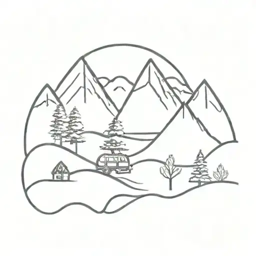 adventure, outdoor, music tattoo design idea