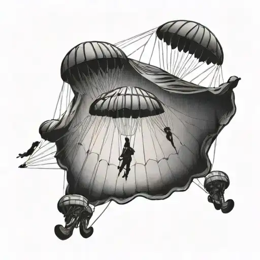 Ww2 parachute falling tattoo design idea