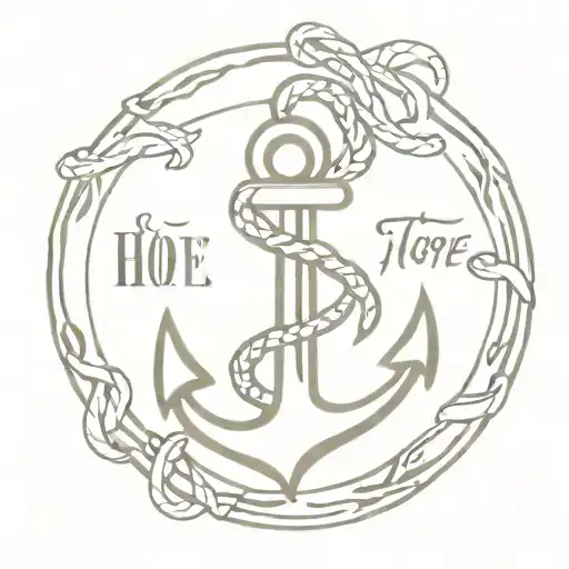 An anchor with the word "Hope" wrapped around it, symbolizing stability and strength in the face of adve tattoo design idea