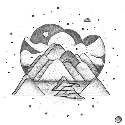 mountain, beach, cloud, skies, luna, winter, summer, fall tattoo design idea