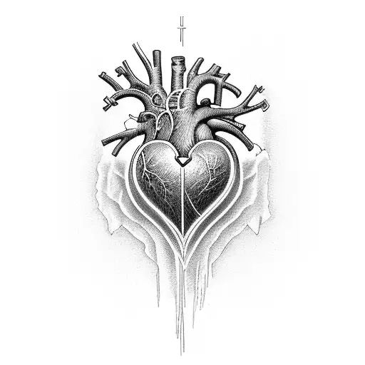 heart and its veins represented a difficult path tattoo design idea