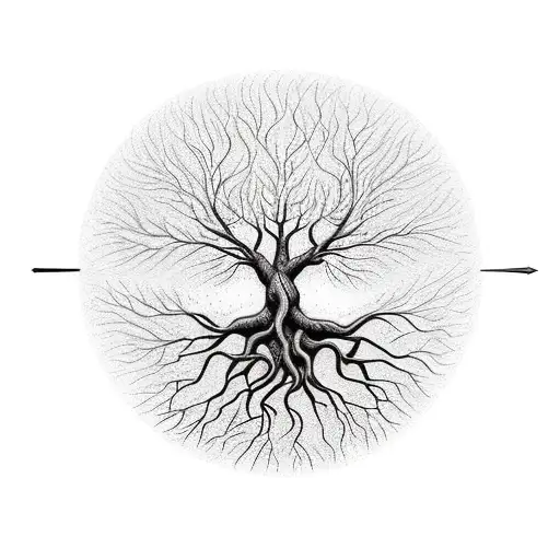 Tree of Life with roots representing veins tattoo design idea