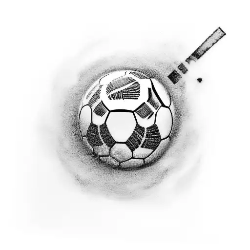 A tattoo design featuring a soccer ball with a steaming cup of coffee on top, representing your love for both futebol and café. tattoo design idea