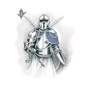 Realism "A Crusader Knight Praying On His Knees" Tattoo Design Idea tattoo design idea