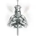 Realism "A Crusader Knight Praying On His Knees" Tattoo Design Idea tattoo design idea