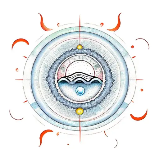 sun, moon in the center with a rain drop tattoo design idea