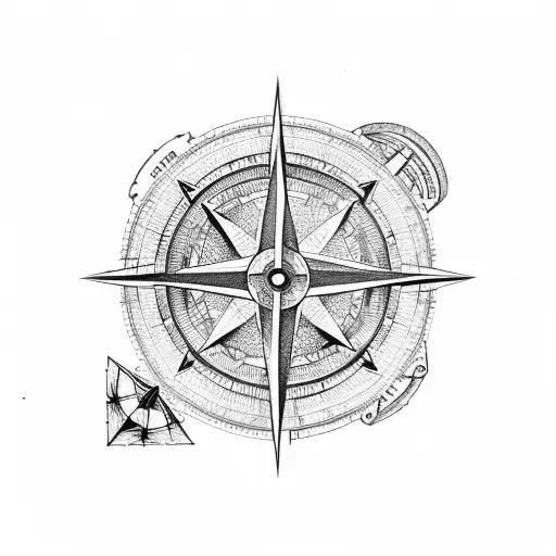 Coordinate above the straight line and a compass to the left tattoo design idea