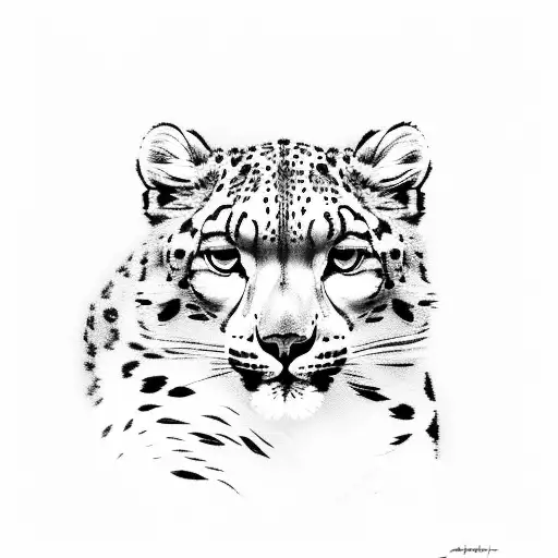 A minimalist design of a snow leopard in Minneapolis skyline tattoo design idea