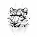 A minimalist design of a snow leopard in Minneapolis skyline tattoo design idea