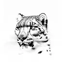 A minimalist design of a snow leopard in Minneapolis skyline tattoo design idea