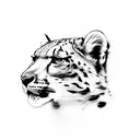 A minimalist design of a snow leopard in Minneapolis skyline tattoo design idea