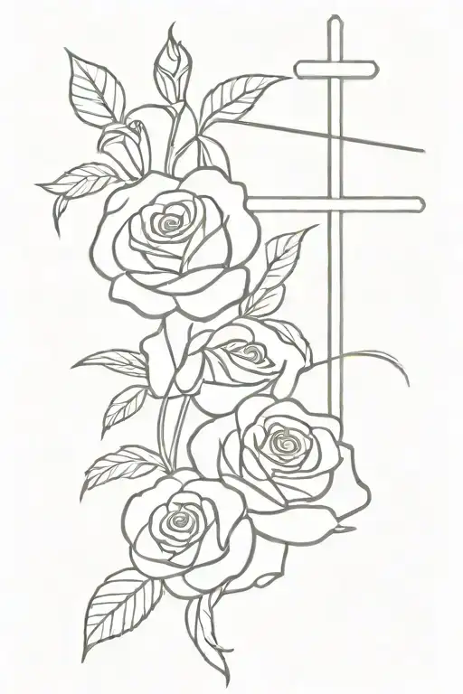 Mexican cross with roses intertwined tattoo design idea
