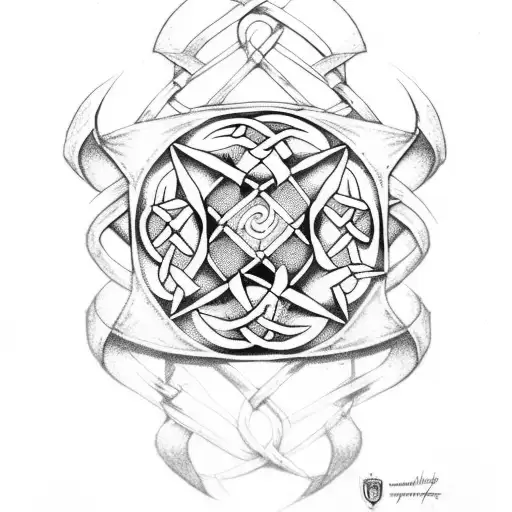 celtic bracer with assassins sigil tattoo design idea