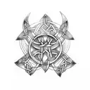 celtic bracer with assassins sigil tattoo design idea