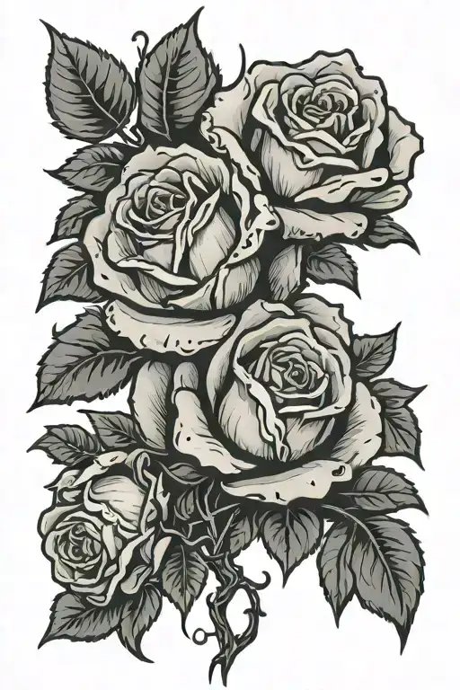 vertical rose and vertical inscription HELLBOY tattoo design idea