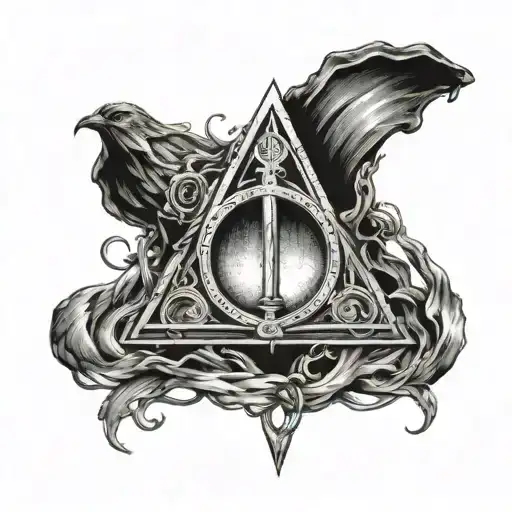 harry potter deathly hallows with the dark mark merged tattoo design idea
