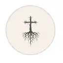 a tree with roots and a cross tattoo design idea