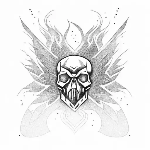 phoenix with skull tattoo design idea