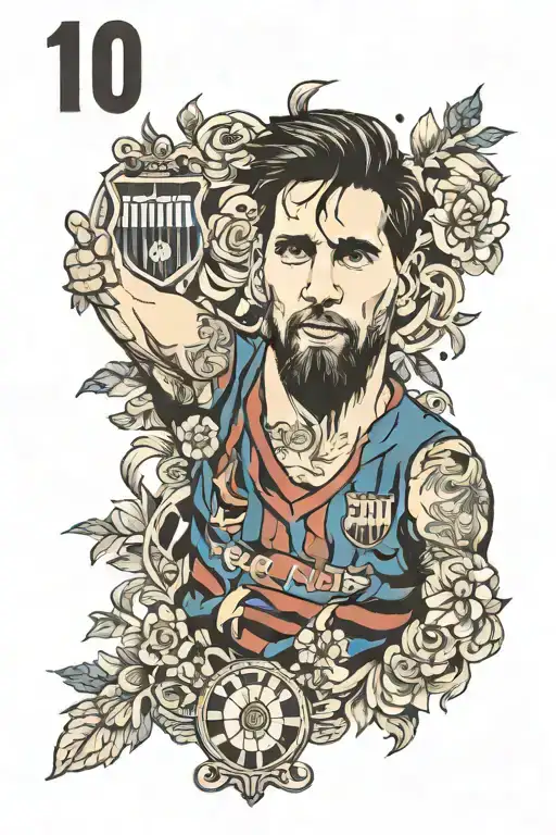 Lionel Messi with FC Barcelona and Argentina    tattoo design idea