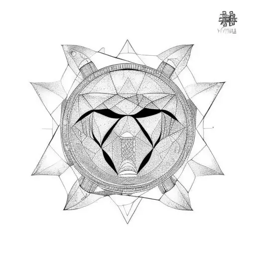 lunar art in triamgle shape tattoo design idea