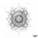 lord shani dev with mantra tattoo design idea