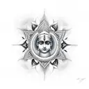 lord shani dev with mantra tattoo design idea